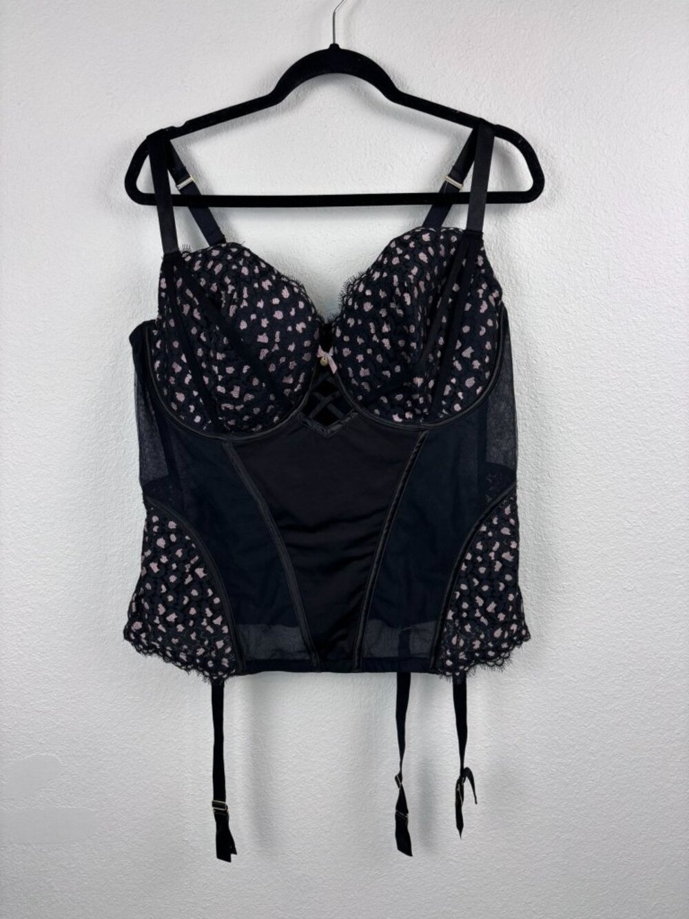 Cacique 42DDD black lace corset underwire built in bra lingerie whimsygoth